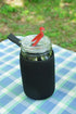 Masun Mason Jar Sleeve - Wide and Regular Mouth Quart Jars (Black 4 Pack)