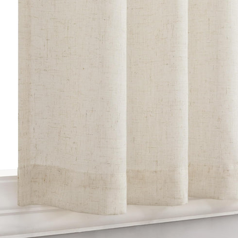 Burlap Kitchen Curtain Over Sink Window Set, 30 Inch Length Short Curtain for Laundry Bay Window, Beige