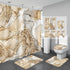 4PCS Beige Marble Bathroom Sets with Shower Curtain and Rugs, Abstract Shower