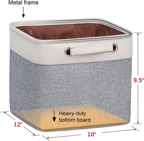 Kntiwiwo Foldable Storage Bin, Collapsible Basket 12" x 10" x 9.5" Cube Organizer Bins, Set of 3, Grey