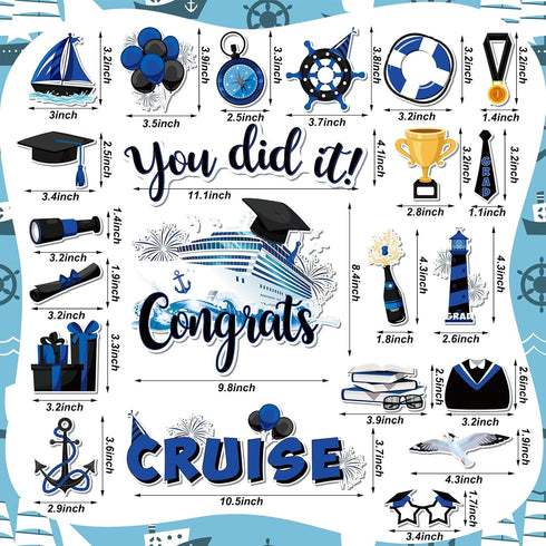 Lounsweer 24 Pcs Graduation Cruise Door Decorations, 2024 Congrats Grad Hat Magnet for Cabin Door, Refrigerator