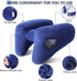 Sunany Neck Pillow for Travel - Inflatable Airplane Pillow with Soft Velour Cover and Portable Drawstring Bag (Blue)