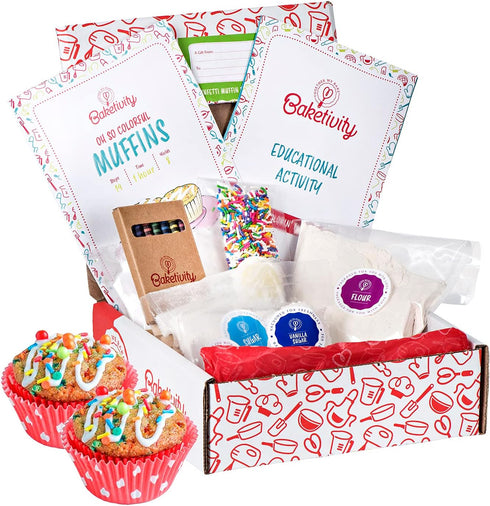 Baketivity Kids DIY Baking Activity Kit - Bake Confetti Muffins with Pre-Measured Ingredients – Gift for Ages 6-12