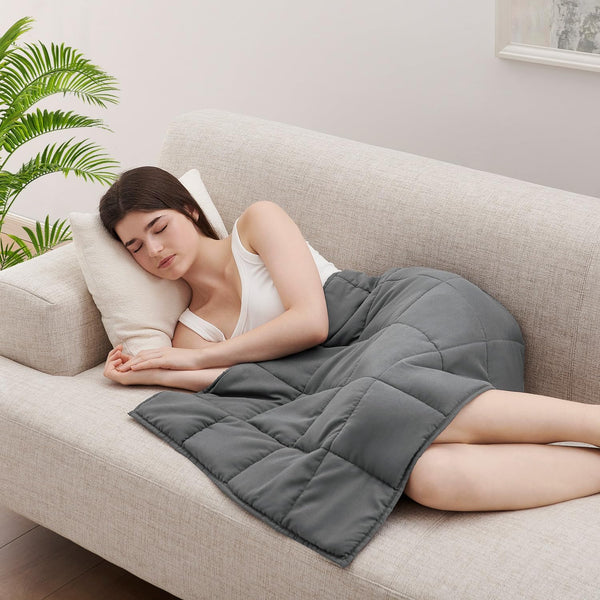 L'AGRATY Weighted Lap Blanket 5lb: Small Weighted Blanket for Adults Portable Travel