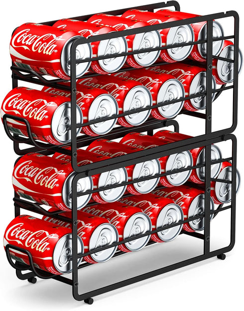 CANYAVE Soda Can Organizer Storage Rack, 2 Pack Stackable Beverage Soda Can