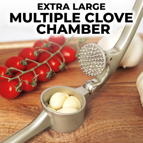 Set Zulay Kitchen Large Premium Garlic Press - Bigger Bowl for Bigger Garlic - Rust Proof Garlic Mincer Tool