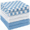 DecorRack 6 Pack 100% Cotton Checkered Washcloths, 12x12 inch Soft Cotton Face