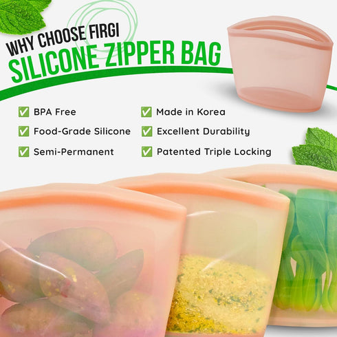 6 51oz, Reusable Silicone Food Storage Bag, Cups, Large Container, Made in Korea BPA-Free Platinum Silicone