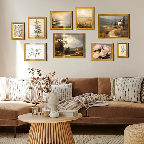 TWING 8x10 Picture Frame, Display 5x7 Pictures with Mat or 8x10 Without Mat, Rustic Gold, 1 Pack