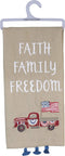 Primitives by Kathy Patriotic Embroidered Dish Towel - 20"x 26", Faith Family Freedom