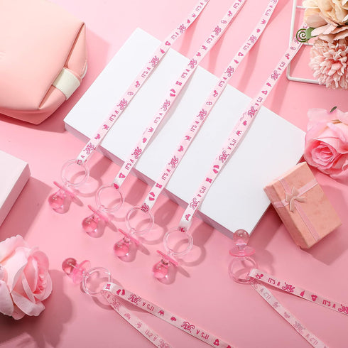 CHENGU 100 Pcs Baby Shower Favors Pacifiers Necklace, Acrylic Pacifiers Necklaces Bulk Favors for Gender Reveal Party