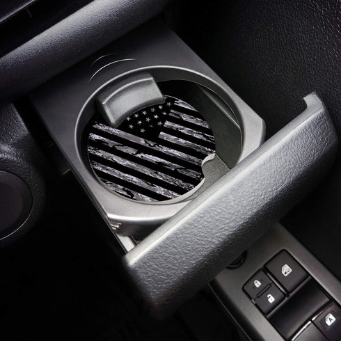 Cup Holders Car Coasters for Women/Men, 2 Pack Absorbent Ceramic Stone Drinks Coaster Set, Camo US Flag