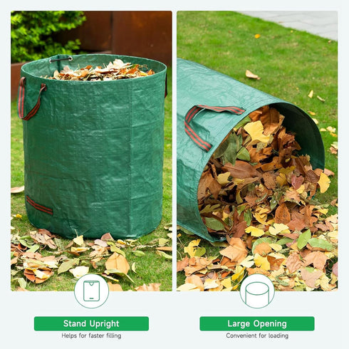 MHXWNHA 2-Pack 80 (33H 26D Inches) 4 Gallon x Reusable Standable Yard Waste Bags with Handles for Leaves, Debris, Grass