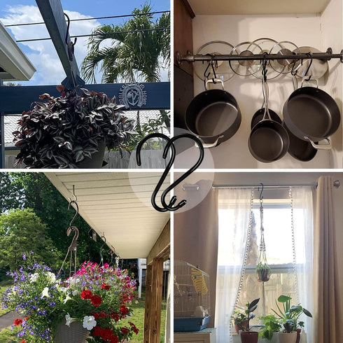 HiGift 6 Inch Large S Hooks - Non Slip Vinyl Coated Heavy Duty Hooks for Hanging Plants and Clothes