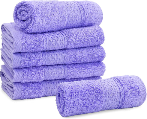 Cleanbear Wash Cloths - Large Cotton Facecloths, 6 Ultra-Soft Washcloths for Bathroom and Guestroom (Lavender)