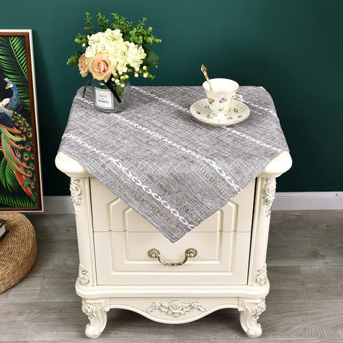 NEWISHER Rustic Farmhouse Embroidered Small Square Tablecloth Jacquard Striped Table Cloth Linen