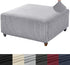 ANWUCHEN Ottoman Cover - Stretch Knitted Jacquard Square Slipcover - Soft Thick Storage