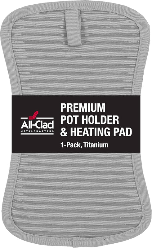 All-Clad Premium Pot Holder & Hot Pad, 100% Cotton, Heat Resistant to 500 Degrees, Titanium, 1-Pack