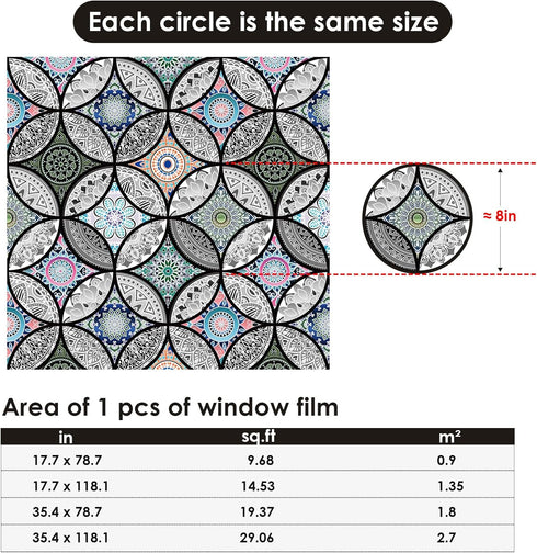 DKTIE Static Cling Decorative Window Film, Non-Adhesive Privacy Film with Installation Tools, 17.7 x 78.7 Inch