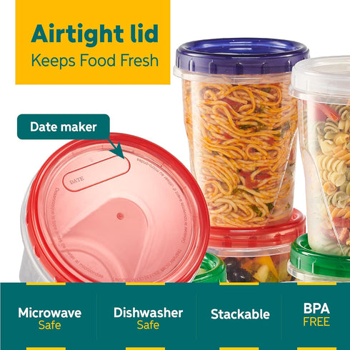 ELEGANT DISPOSABLES 32 oz Plastic Food Storage Containers, Reusable Leak Proof Pack of 12