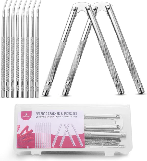 Lobster Crackers and Picks Set, 10-Piece Crab Leg Cracker Tools - Stainless