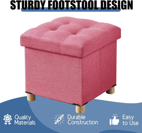 15 Inches BRIAN & DANY Ottoman with Storage, Square Small Storage Ottoman Foot Rest with Legs, Ottomans Foot Stool