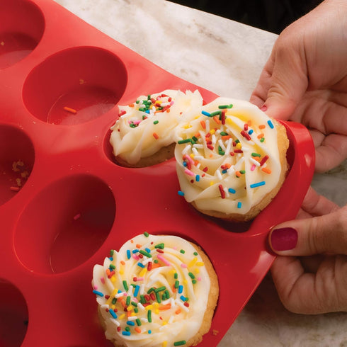 Mrs. Anderson's Baking Silicone 12-Cup Muffin Pan, BPA Free, Non-Stick, 13.5 x 10 x 1.25-Inches