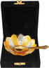 SATVIK 1 Pc 4 Inch Designer Gold Silver Plated Lotus Flower Dessert Bowl with Spoon Set, Embossed Serving Bowl for