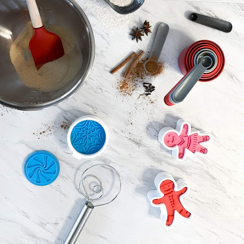 Tovolo Gingerbread Girls Templates Reverse, Set of 6 Cookie Stamps with Cutter, Dishwasher Safe