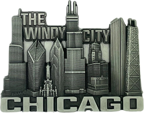 Chicago Souvenir Magnet, Windy City Skyline Decoration, Durable Refrigerator and Office Magnetic Decal