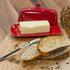 4.5 8 Now Designs Stoneware Rectangle Butter Dish with Lid, Red x