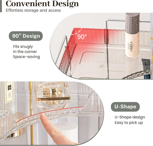 Counter Countertop (2 Aveniee Corner Bathroom Organizer, Bathroom Shelf Makeup Organizer for Vanity Perfume Tray