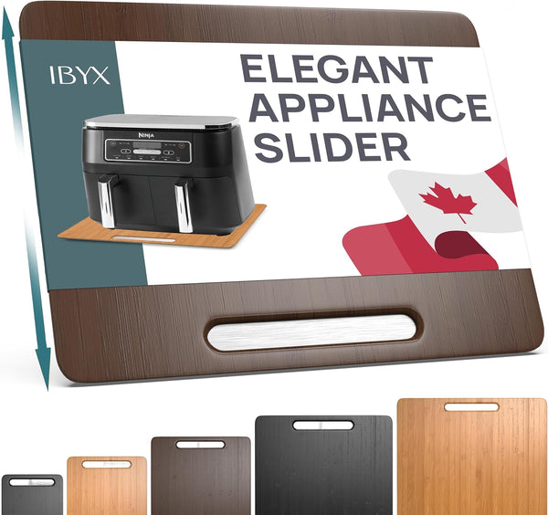 Ibyx Elegant Sliding Tray for Coffee Maker & Heavy Appliances - Sturdy, Slides Easily (Brown, Medium - Wide)