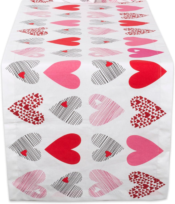 DII Valentine's Day Table Top Collection, Table Runner, 14x108, Hearts Collage Design