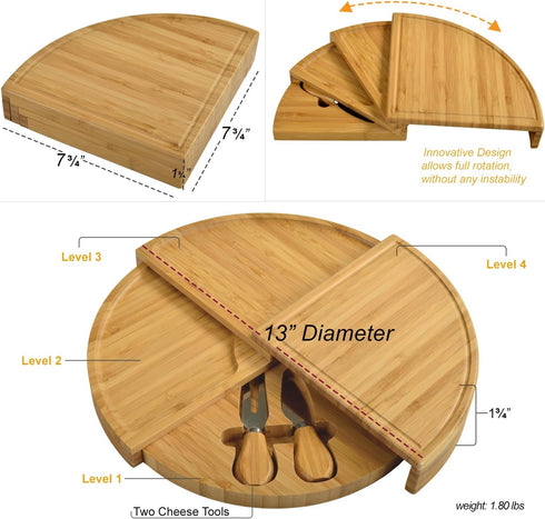 Monogrammed Picnic at Ascot Patented Personalized Engraved Bamboo Cheese/Charcuterie Board with Cheese Knives- Designed