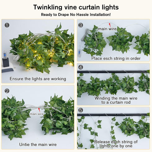 200 6.5ft 6.5ft JMEXSUSS Vines Lights for Bedroom, LED Vines Fairy Lights, Artificial Ivy Leaf Light for Wall Curtain