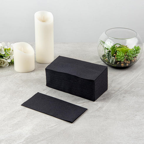 15.8 7.9 Inch 50 Luxenap X Linen-Feel Guest Towels, Hand Towels - Fold, Air-Laid, Black Paper Dinner Napkins