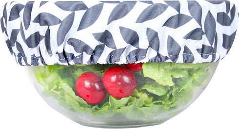wegreeco Elastic Reusable Bowl Covers, Set of 3, Grey Leaf