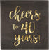BLUE PANDA 40th Birthday Napkins - 50-Pack 3-Ply 5 x 5 in Black & Gold Foil - Cheers to 40 Years Design for Birthday &