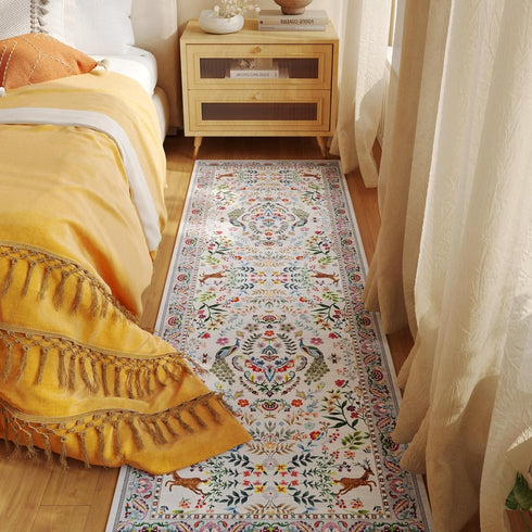 2'6''x8' Rugcomf Runner Rug Washable Kitchen Runner Runner Rug for Entryway Indoor Floral Non-Slip Soft Carpet Runner
