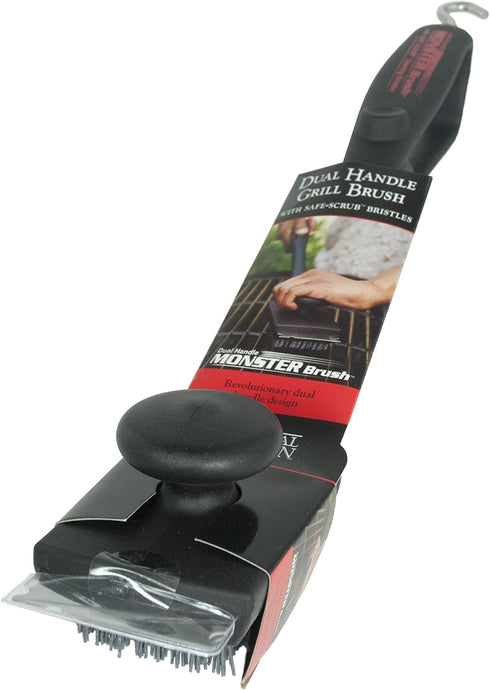 CC4126 Charcoal Companion Dual Handle Monster Barbecue Grill Brush & Grill Scraper with Safe-Scrub Nylon Bristles