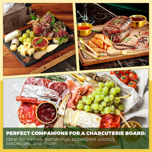Charcuterie Boards Accessories Gold Utensils Set, Cheese Butter Spreader Knife, Small Serving Tongs, Forks, Spoons