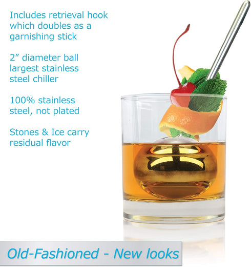 Soireehome Tilt Twin Beverage Chilling Balls, Set of Two with Garnishing Sticks & Stands