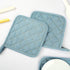 Denim Potholders Kitchen Everyday Basic 8 Inch 100% Cotton Pot Holder, Heat Resistant Hot Pads Set of 3 Light Blue
