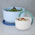 OGGI Prep, Store & Serve Plastic Bowl with See-Thru Lid, Dishwasher, Microwave & Freezer Safe (0.7 qt) White/Aqua