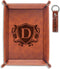 INNObeta Initial Valet Tray, Desktop Storage Organizer, Monogrammed PU Leather Bedside Tray for Key Coin Holder,