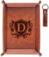 INNObeta Initial Valet Tray, Desktop Storage Organizer, Monogrammed PU Leather Bedside Tray for Key Coin Holder,