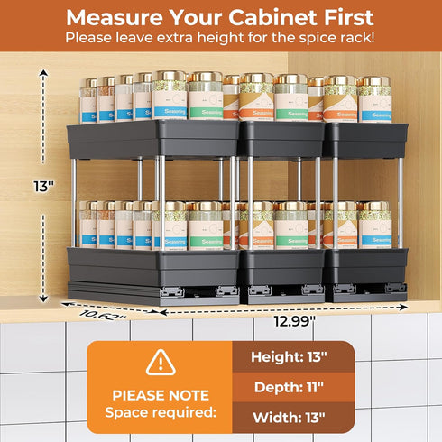 Mystozer 4.33''Wx10.62''Dx8.66''H, 3 Packs -2 Pull Out Spice Rack Organizer for Cabinet, Slide Out Spice Racks
