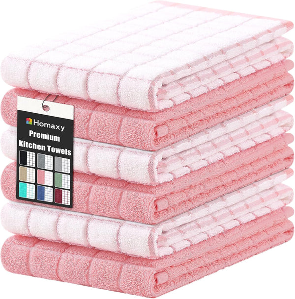 Homaxy Premium Cotton Kitchen Towels 16"x 28", Large Natural Ring Spun 390