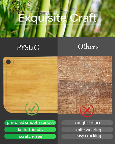 3Pcs Bamboo Cutting Boards for Kitchen, Healthy Wooden Cutting Boards for kitchen, Charcuterie, Vegetables, Cheese